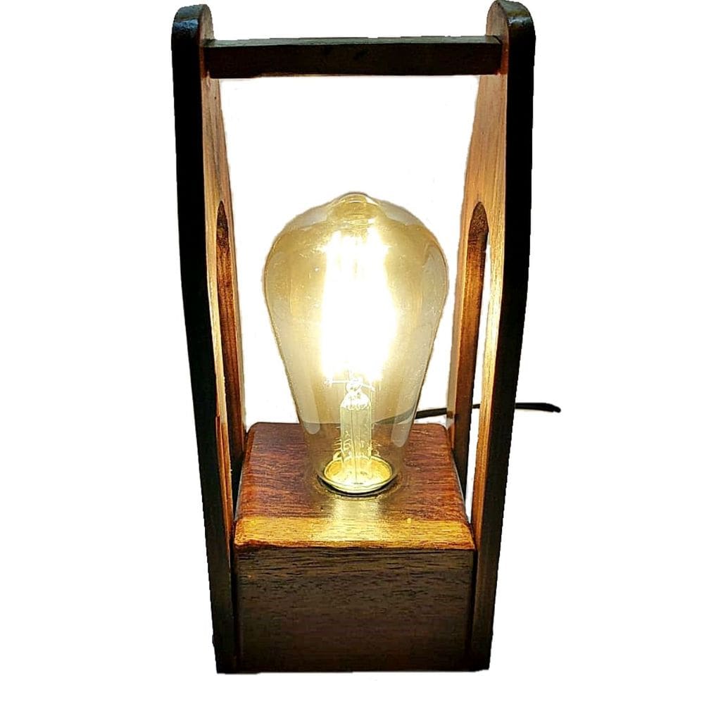 Luminária Abajur de Mesa Rústica Design Lanterna E27 23x10cm