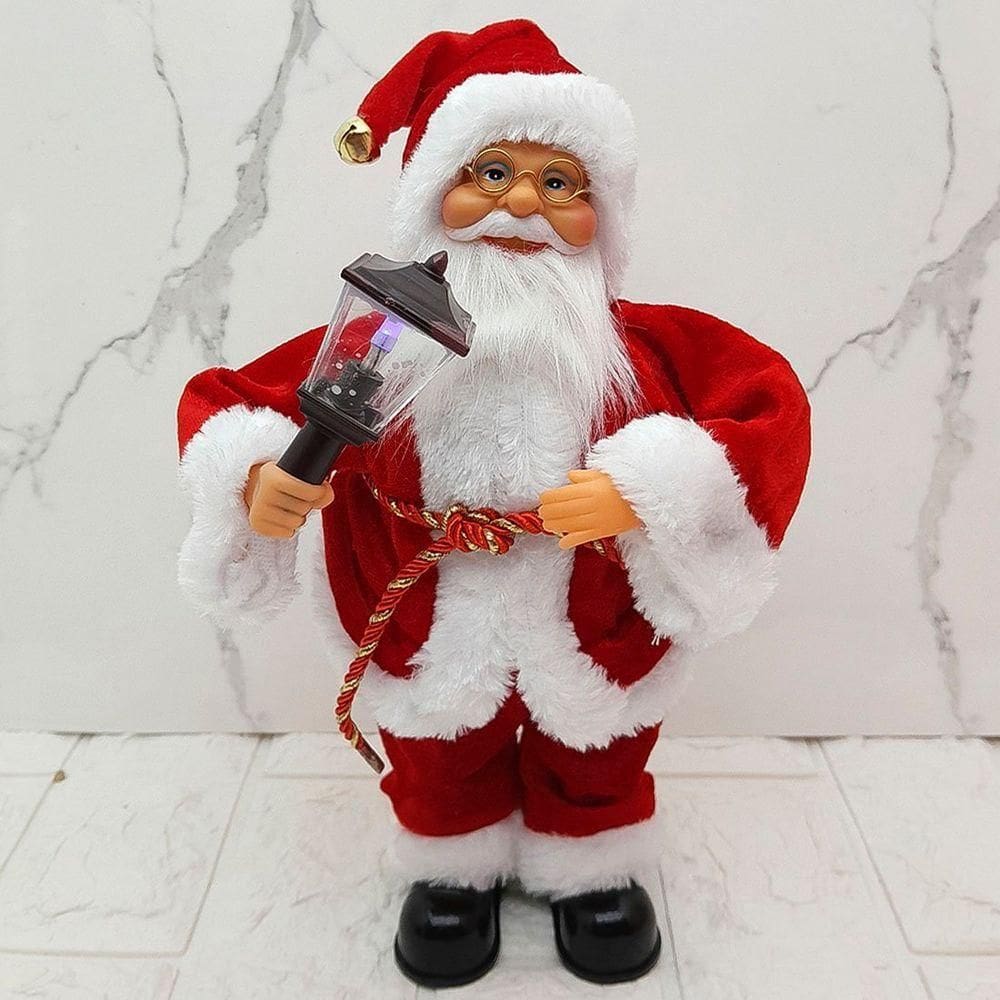 Boneco Papai Noel Musical Com Movimentos Natal Enfeite 30cm