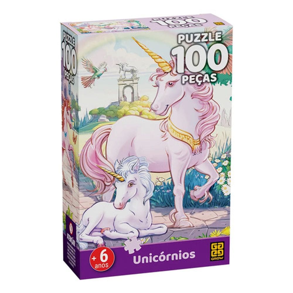 Quebra-Cabeça Unicórnios - 100 Peças - Grow