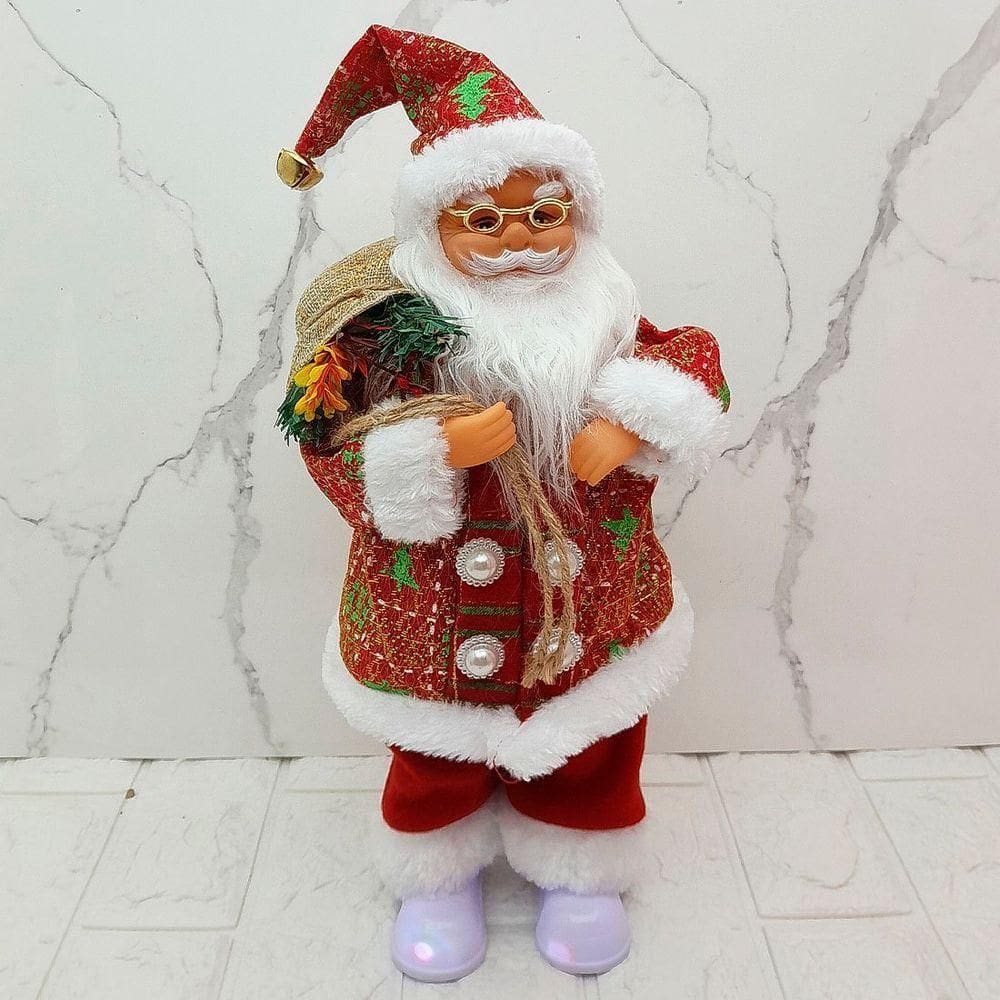 Boneco Papai Noel Musical Com Movimentos Natal Enfeite 40cm
