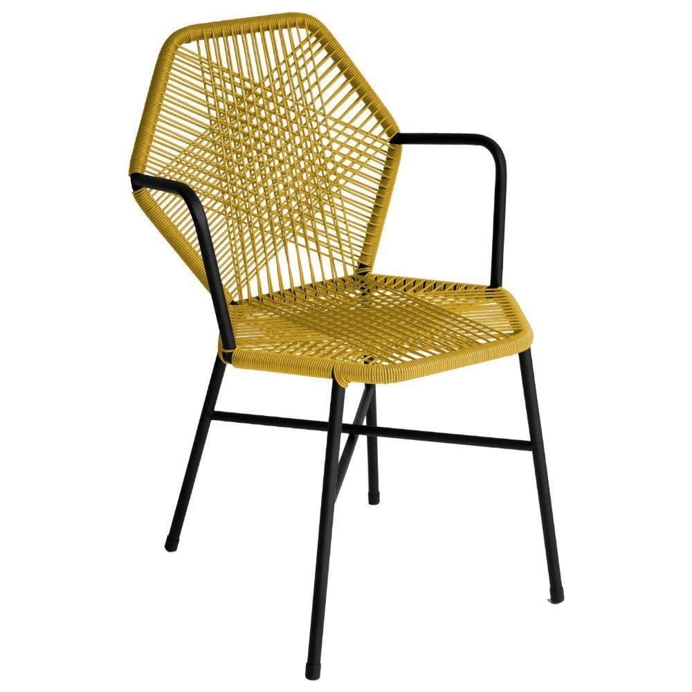 Cadeira Tropicália Aço Fibra Sintética Gourmet Acesse Móveis Amarelo