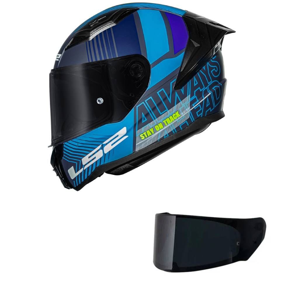 Capacete LS2 FF810 Vigo Shift Preto e Azul Fosco Mais Viseira Fumê
