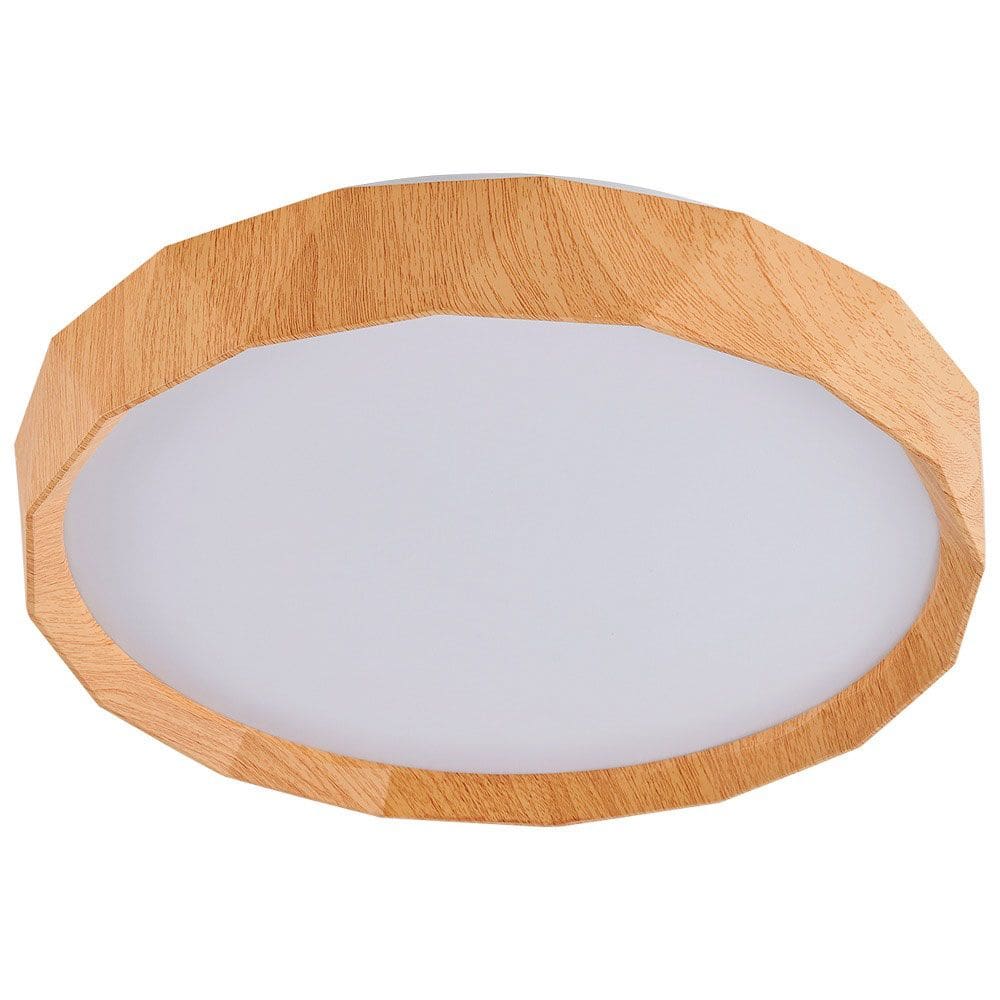 Plafon de Sobrepor Redondo Estilo Madeira 48,5cm Led 35W 3 em 1 Bivolt 16128-PL