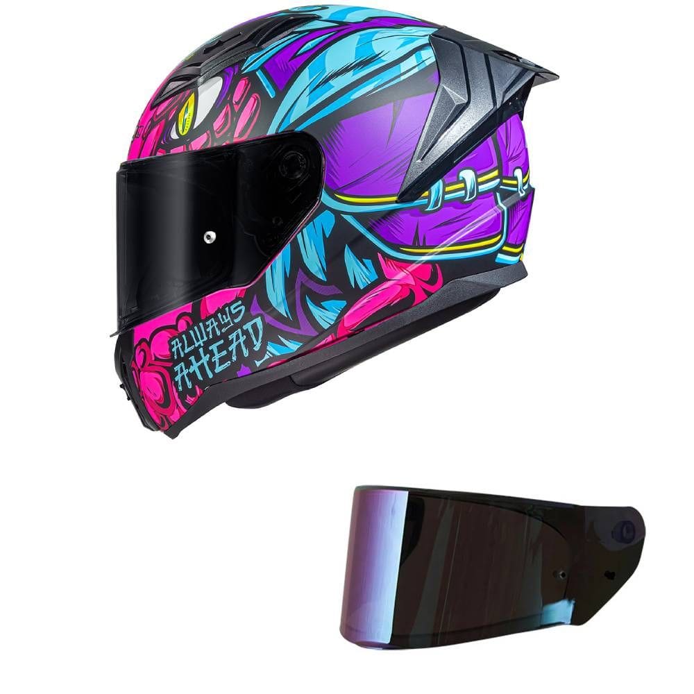 Capacete LS2 FF810 Vigo Drillox Roxo e Rosa Fosco Mais Viseira Camaleão