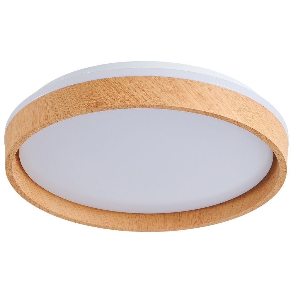 Plafon de Sobrepor Redondo Estilo Madeira 38,5cm Led 20W 3 em 1 Bivolt 16121-PL