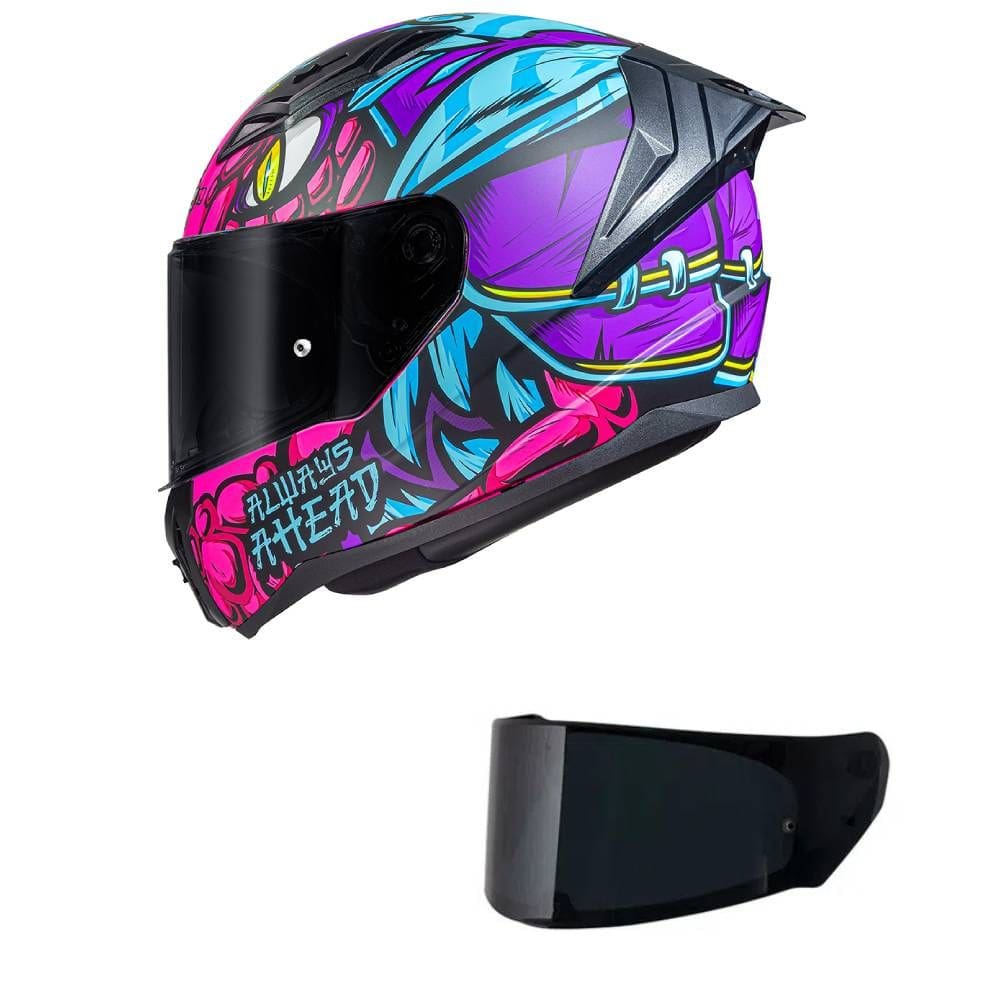 Capacete LS2 FF810 Vigo Drillox Roxo e Rosa Fosco Mais Viseira Fumê