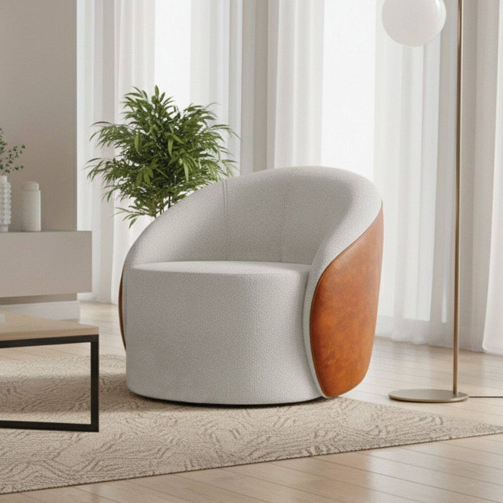 Poltrona Sala Orgânica Lua Fixa Sintético PU Nozes/Bouclê D03 - D`Rossi