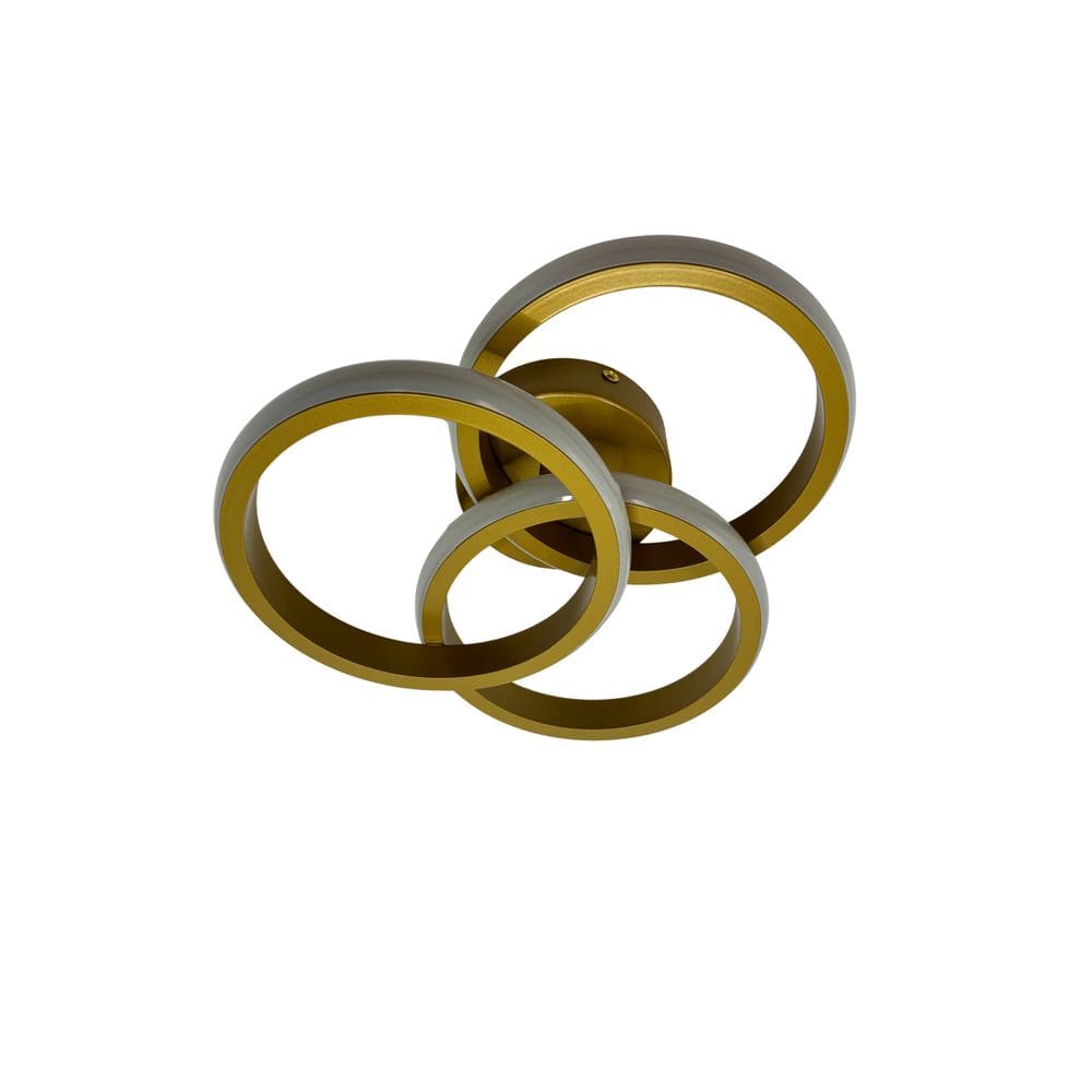 Plafon Moderno Aros Dourado 25cm Led 27W 3 em 1 Bivolt 16212-PL