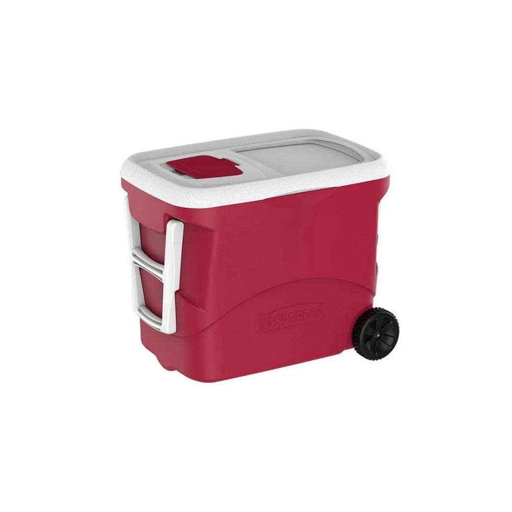 Caixa Termica Cooler 50 Litros Com Rodas Tropical Vermelha