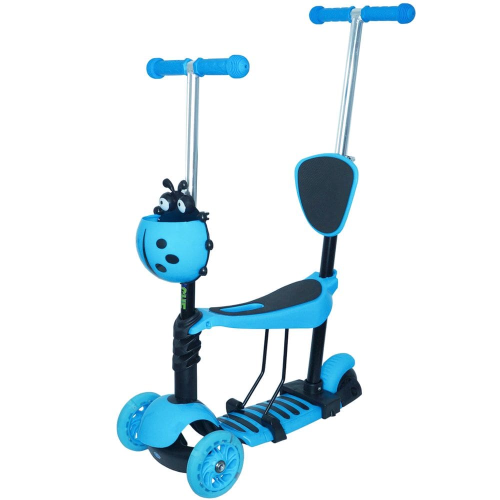 Patinete Infantil 3 Rodas 3x1 Scooter Cadeirinha Assento Empurrador Triciclo Importway BW-048AZ Azul