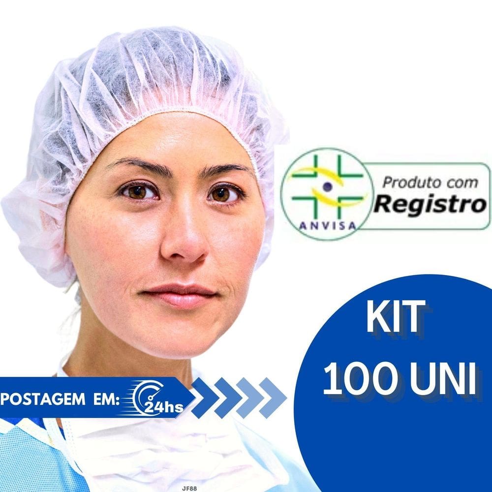 Touca Descartável Tnt Branca Com Elástico - 100 Unidades