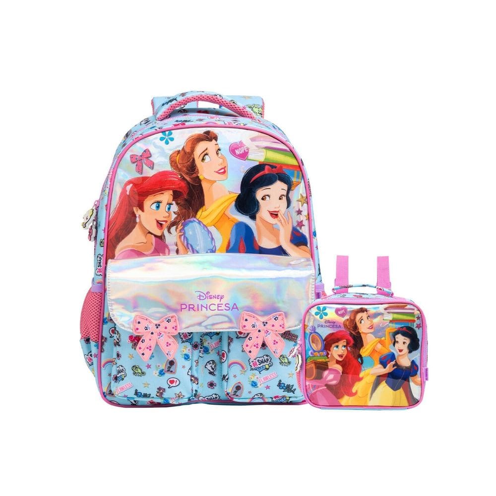 Kit Escola Princesas Luxo Mochila Costas + Lancheira Térmica