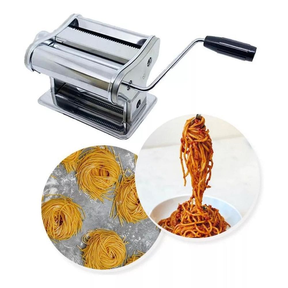 Máquina Fazer Macarrão Massas Manual Caseiro Cilindro Abrir