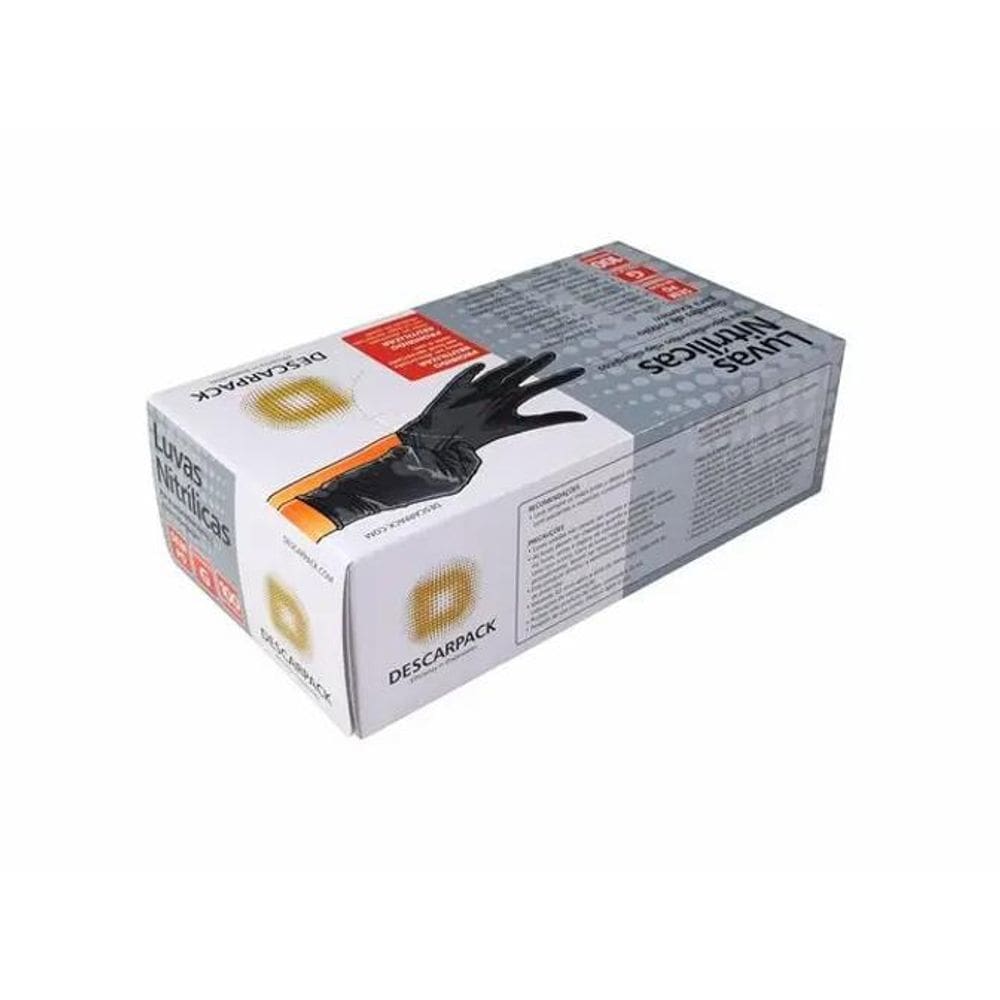Luva Nitrílica Descart. Sem Pó Preta Descarpack 2000Un Tam:G