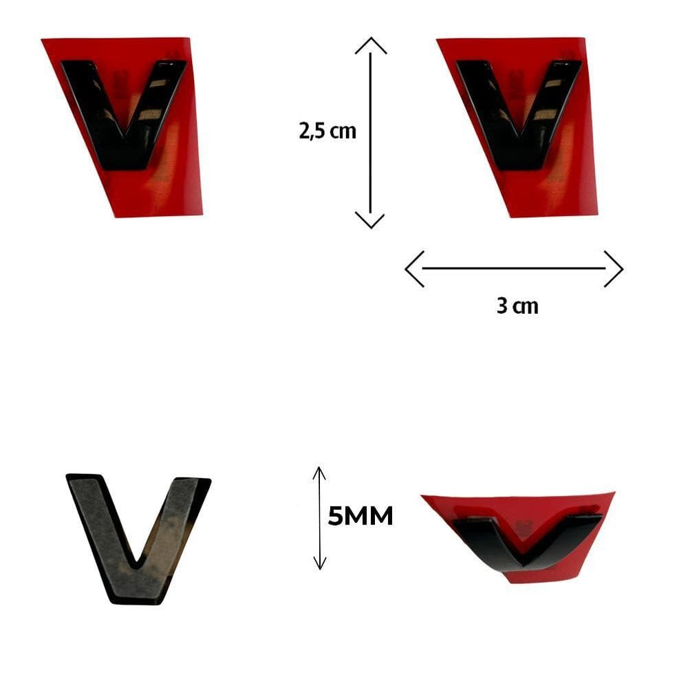 Letra Avulsa Black Piano Do Emblema De Carro Letra V