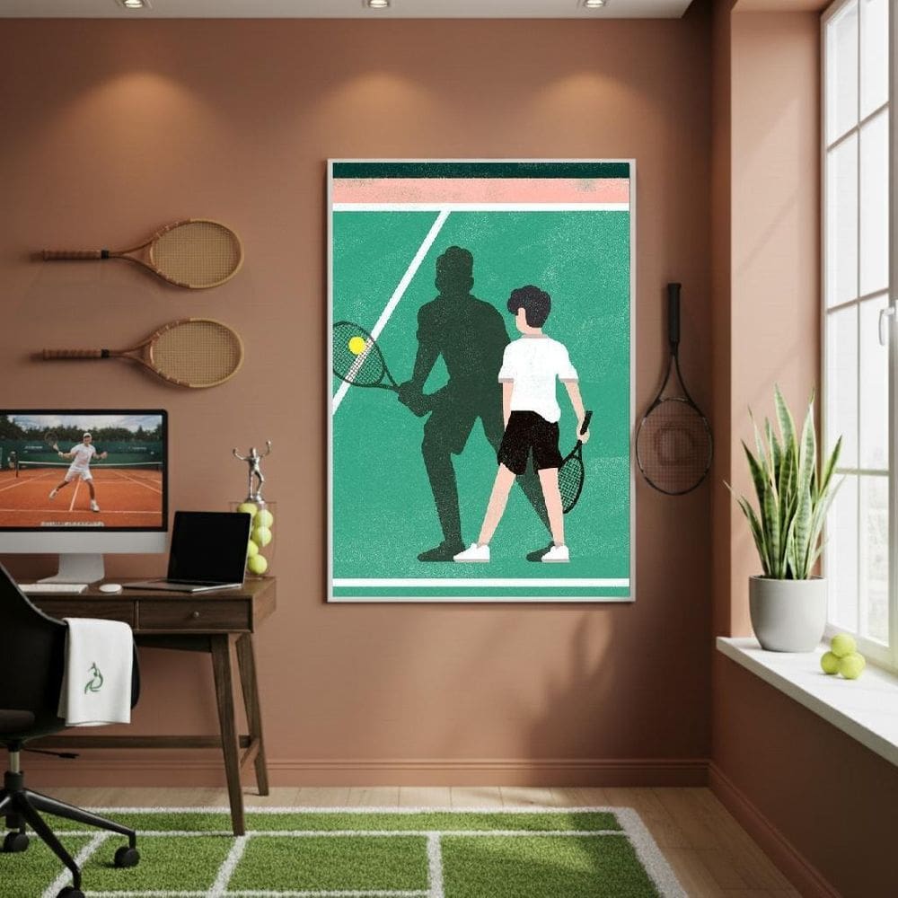 Quadro Decorativo Futuro Craque Do Tênis-70X50Cm Mold Preta