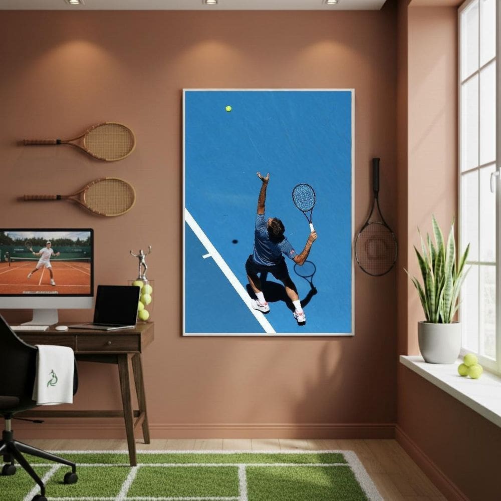 Quadro Decorativo O Atleta De Tênis-70X50Cm Mold Preta