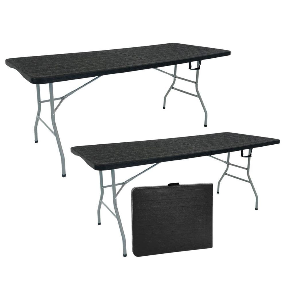 Kit Com 2 Mesas Dobráveis Vira Maleta Com Alça 1.80M Preta