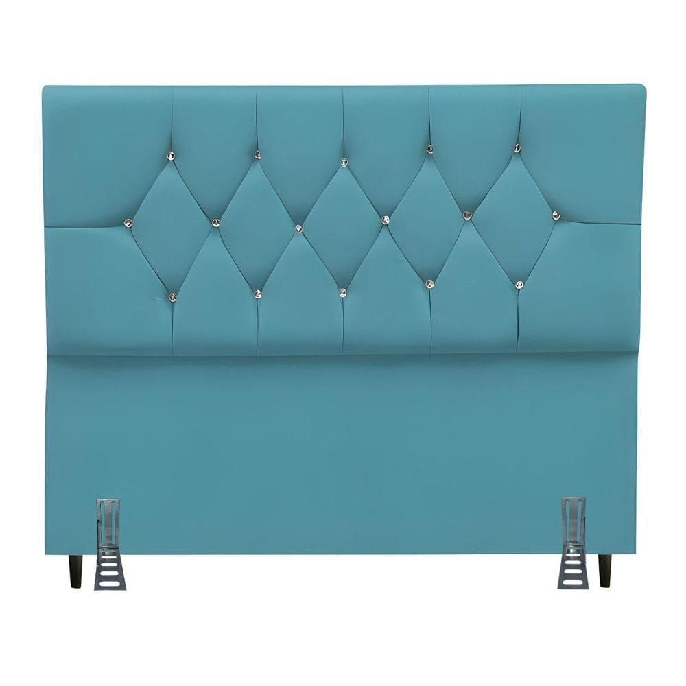Cabeceira Para Cama Casal Queen 160 Cm Olívia E Frame Suede Cor:azul Turquesa
