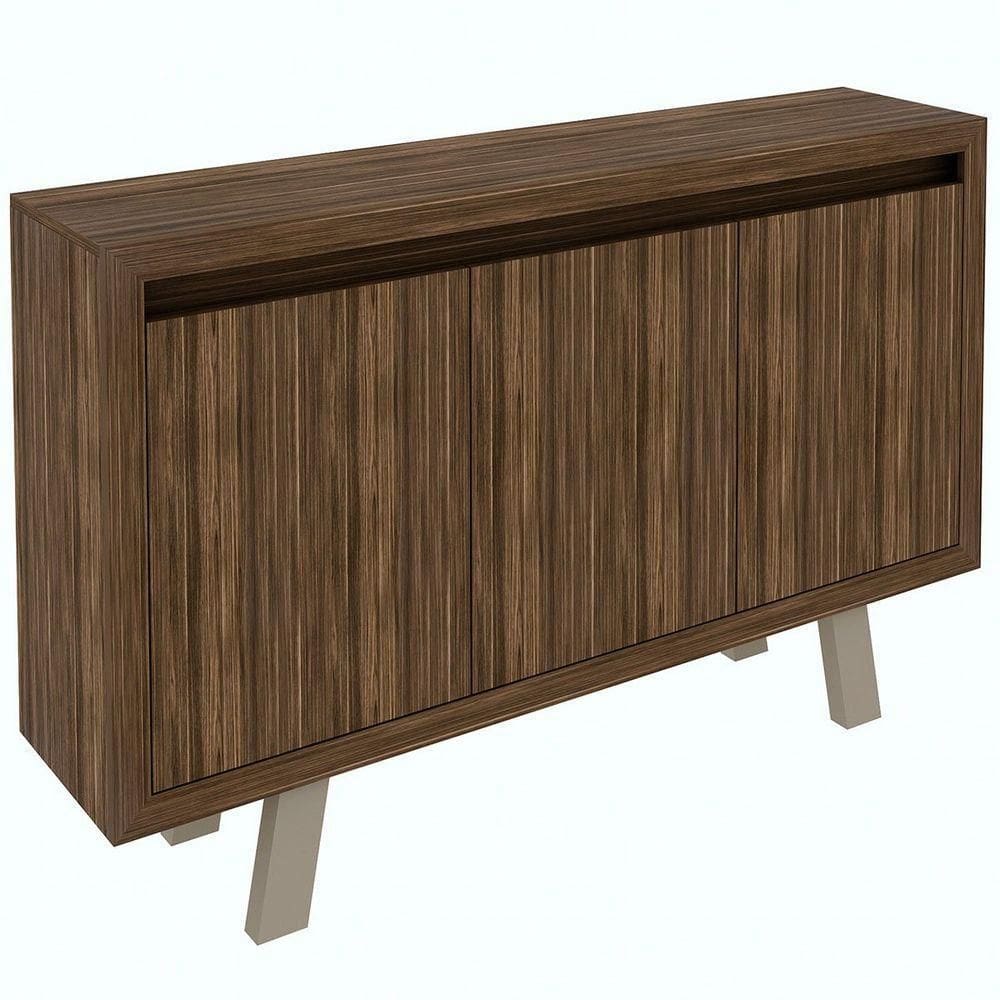 Balcão Armário Para Escritório 3 Portas Em Mdp Nogal/fendi