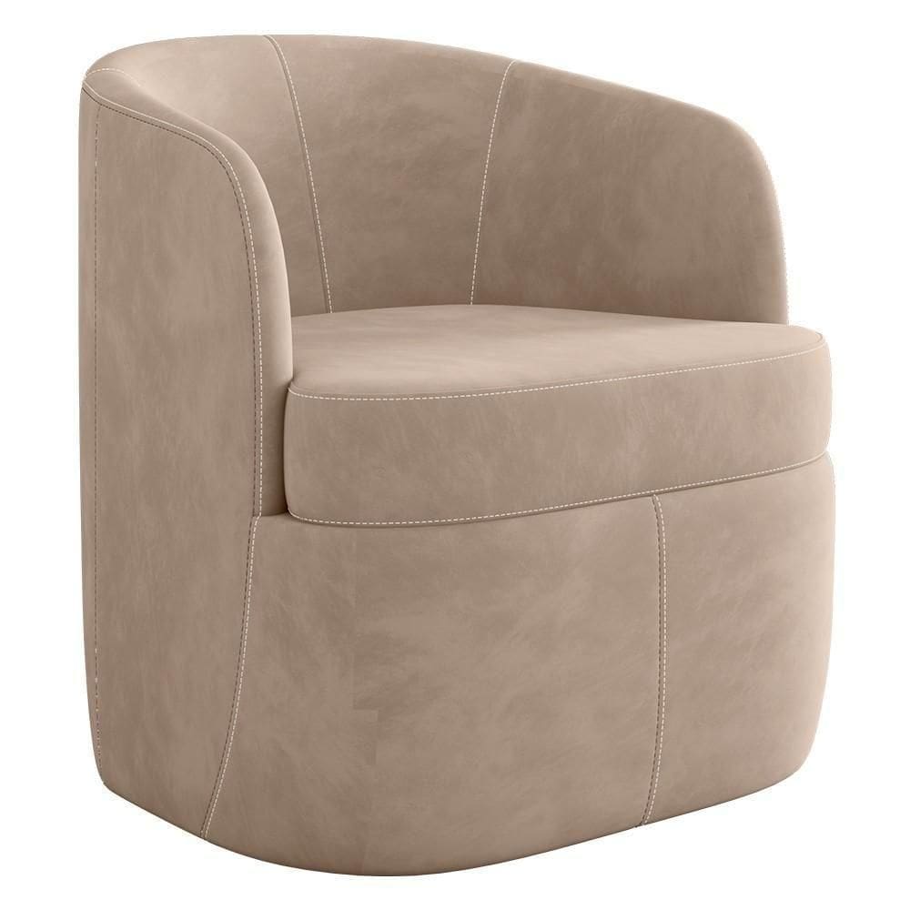 Poltrona Giratória Decorativa Para Sala Dandara Z08 Veludo Bege - Mpozenato