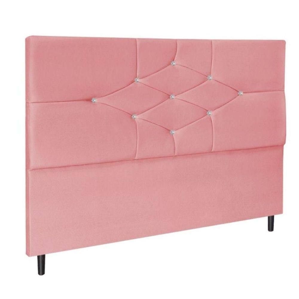 Cabeceira Cama Box Casal 90 Cm Virgínia Suede Rosa