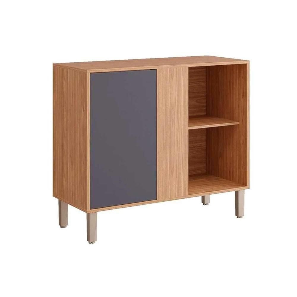 Balcão De Cozinha Modulado C- Tampo Divina De Canto C- 1 Porta 92cm Cinamomo-titanium - Mgm