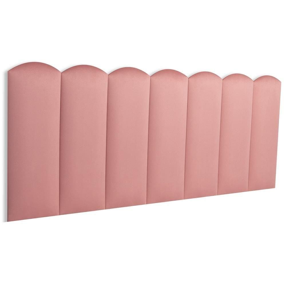 Cabeceira Casal Kit 7 Placas Modelo Nuvem - Suede Rosê