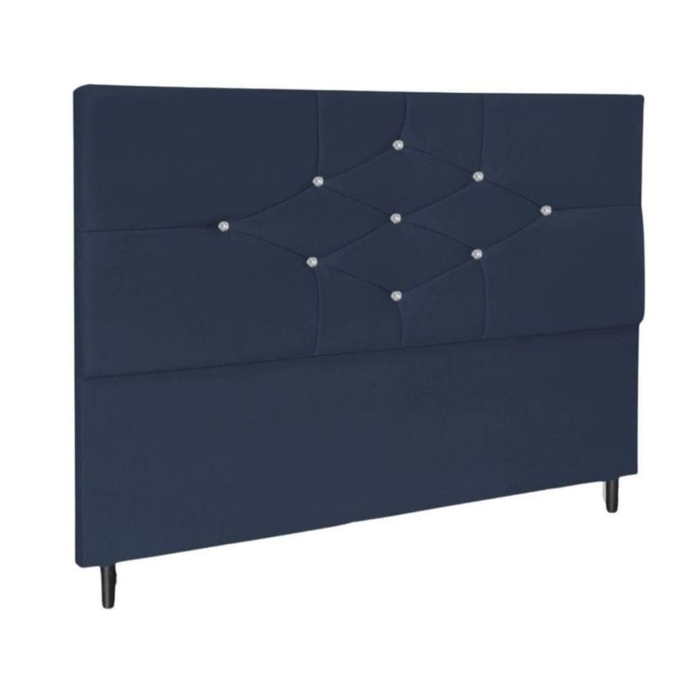 Cabeceira Cama Box Casal 140 Cm Virgínia Suede Azul Marinho