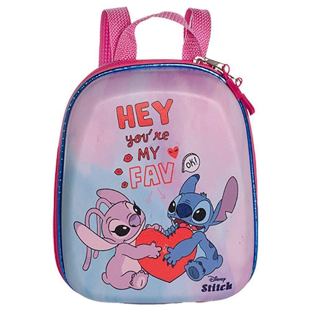 Mochila Infantil 3+ Pré Escola Creche Menina Stitch E Angel Tamanho P Cor Rosa