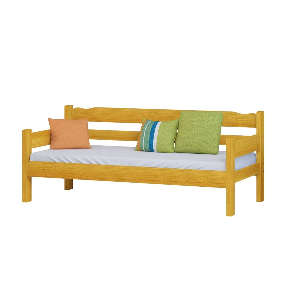 Sofá Cama Solteiro Nemargi Madeira Maciça Super Resistente Cor Cerejeira