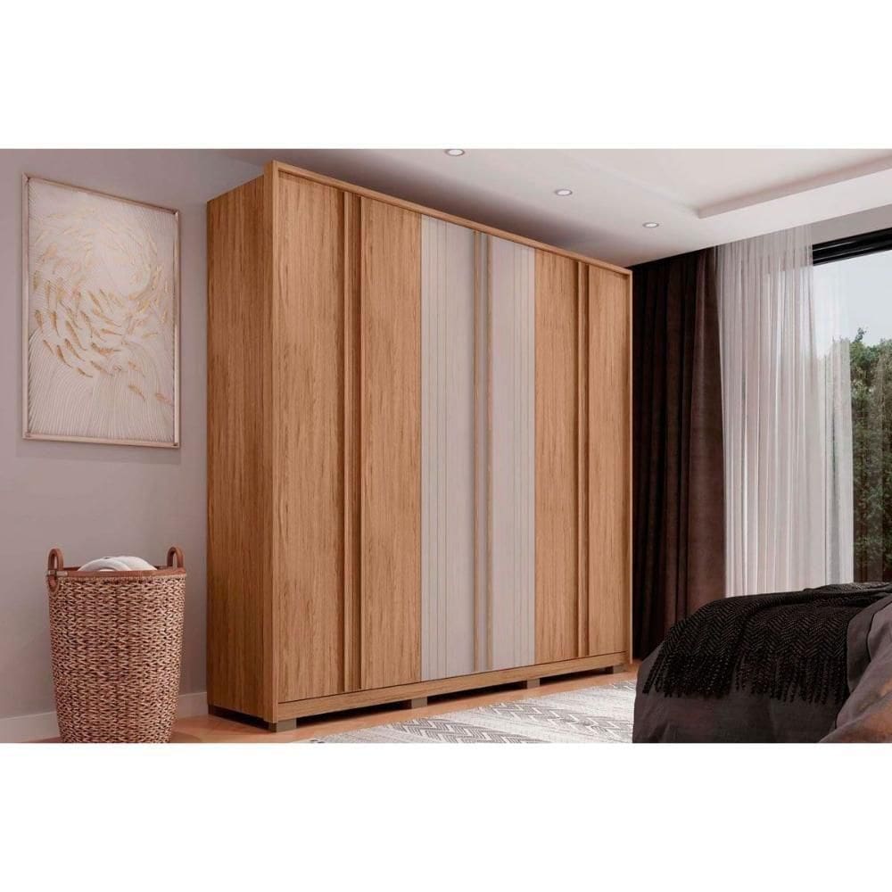 Guarda Roupa 6 Portas E 4 Gavetas Mozart Freijo/off White - Caemmun