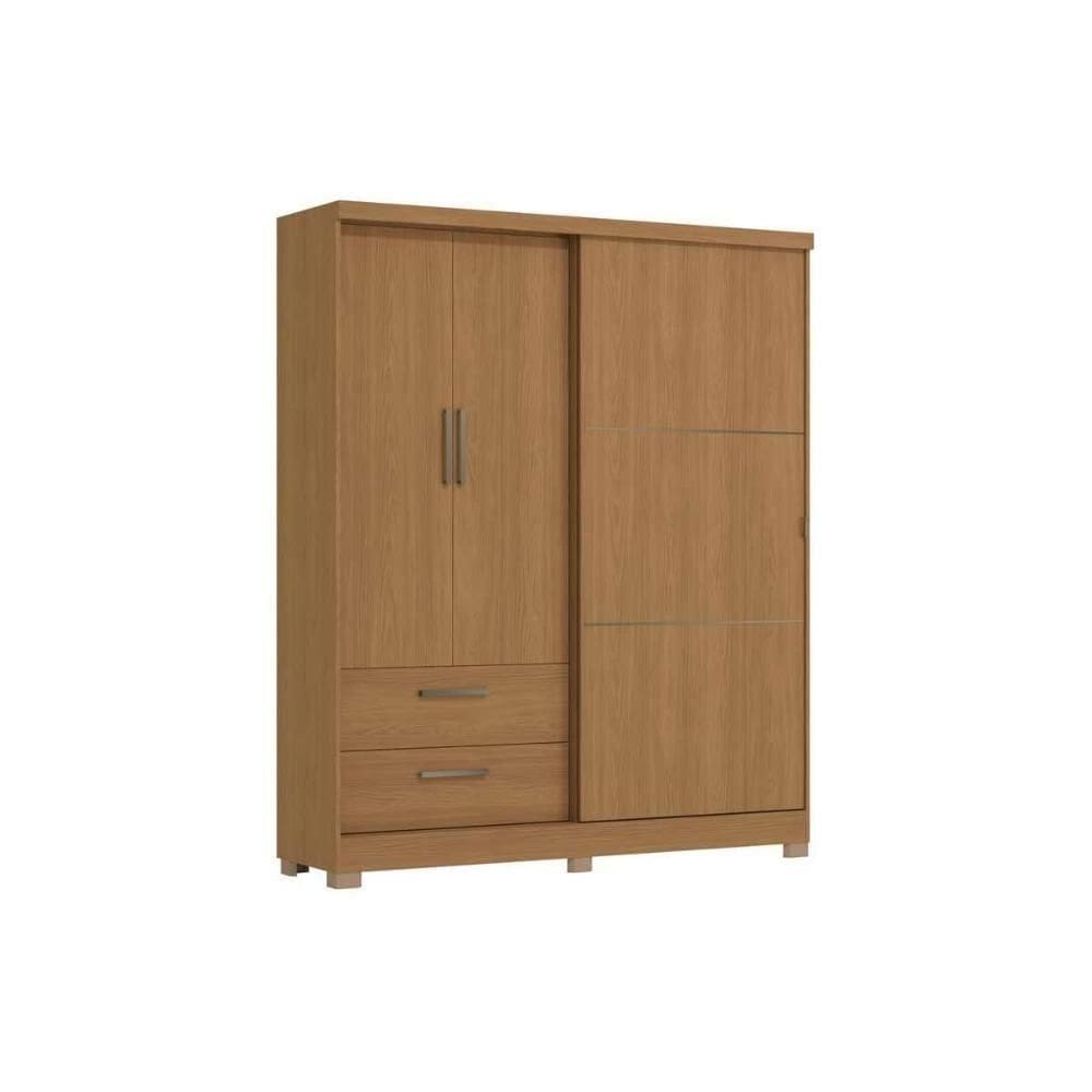 Guarda Roupas 3 Portas De Correr (1 De ) E 2 Gavetas C533 Canela - Kappesberg