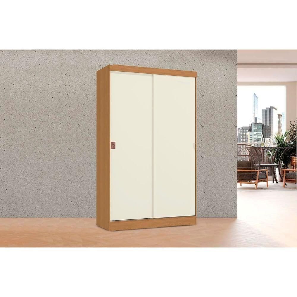 Guarda Roupa Solteiro 2 Portas De Correr E 2 Gavetas R588 Canela/off White - Kappesberg