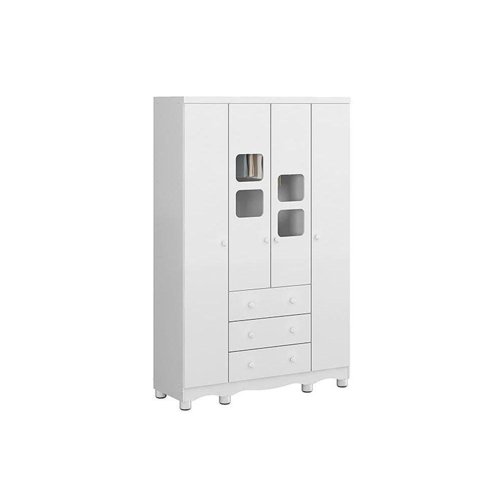 Guarda Roupa 4 Portas Uli C/ E 3 Gavetas Branco - Peroba