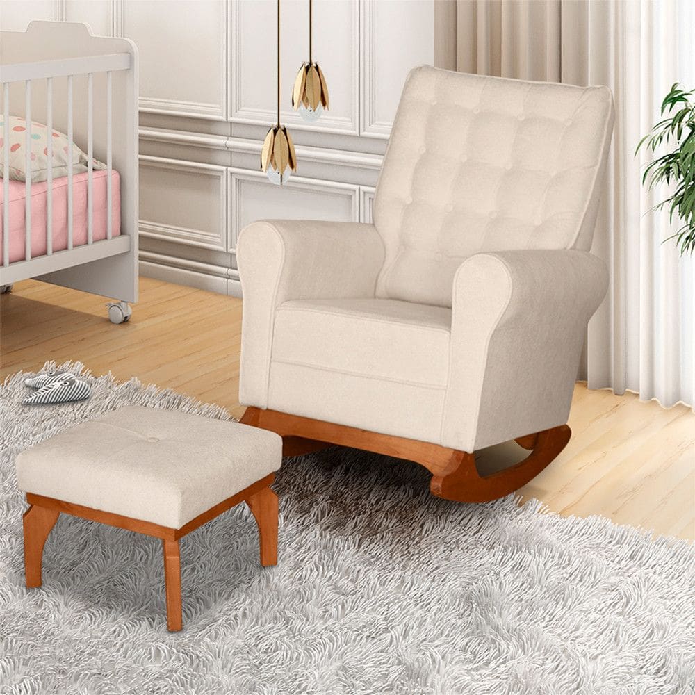 Poltrona Amamentacao Paris Balanco Com Puff Movellu Home