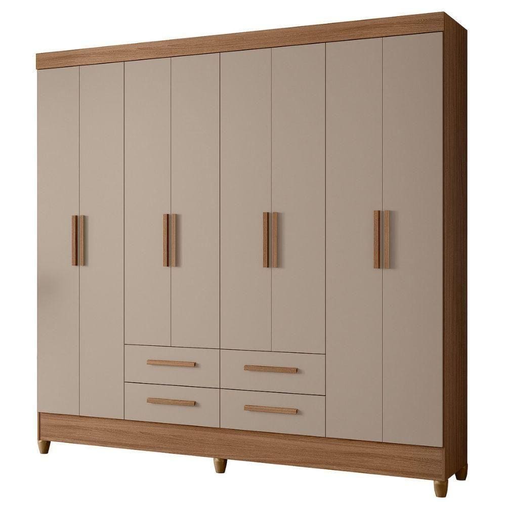 Guarda Roupa Casal 8 Portas 204 Cm Florida Carvalho Fendi Moval Carvalho
