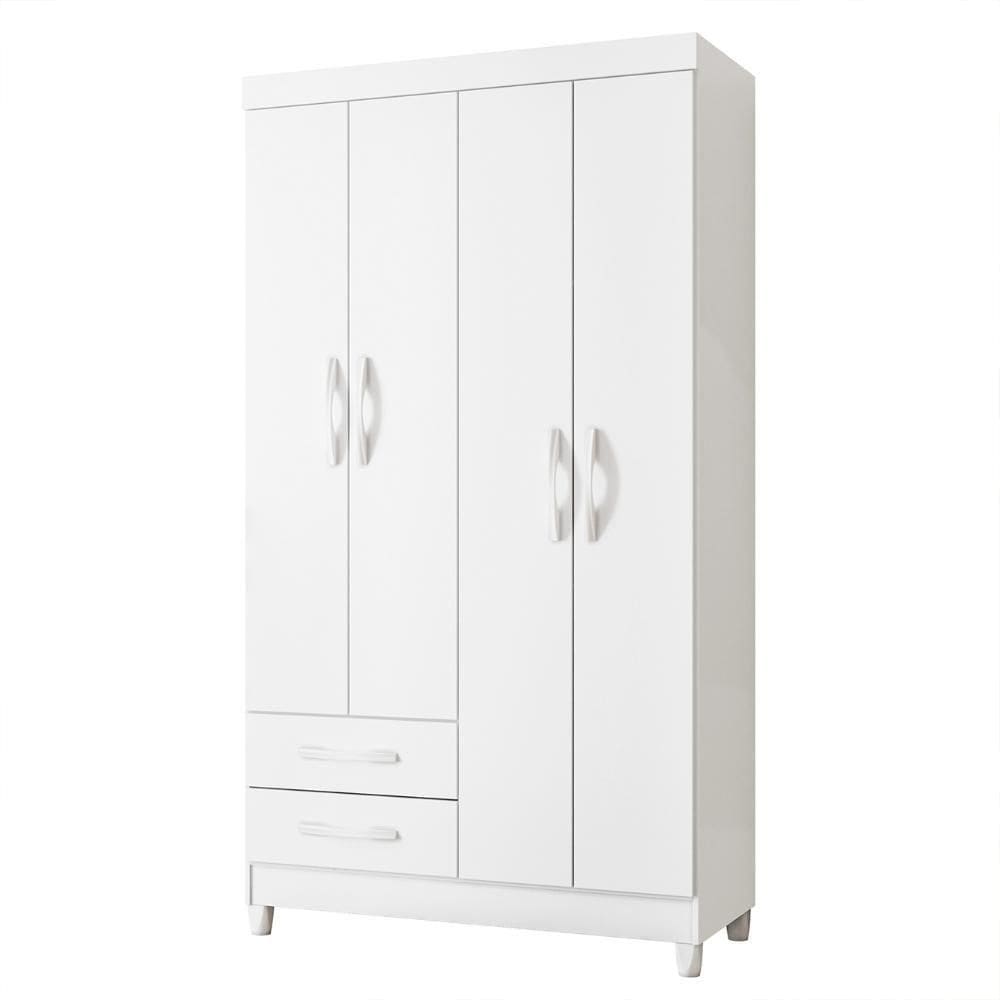 Guarda Roupa Solteiro 103cm 4 Portas Dony A02 Branco - Mpozenato