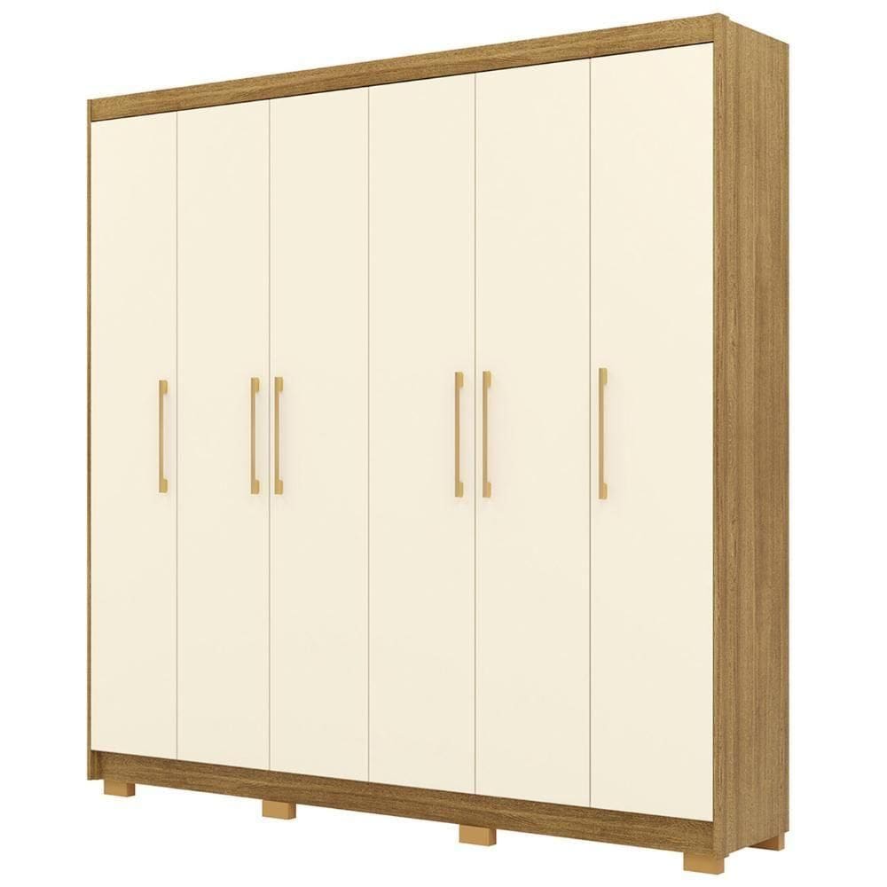 Guarda Roupa Casal 223cm 6 Portas Pernambuco Nature/champanhe - Vila Rica