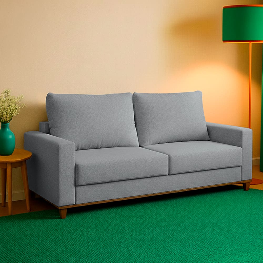 Sofá Felicia Palazzo Viero Linho 1,8m Inox Cinza