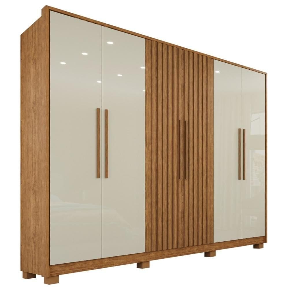 Guarda-roupa Casal 100% Mdf 6 Portas E 6 Gavetas Premium Ripado
