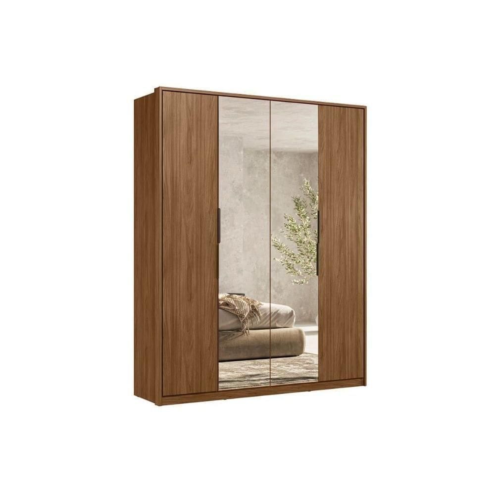 Guarda Roupa 4 Portas (2 C- Espelhos) E 3 Gavetas Attore Nogueira - Demóbile