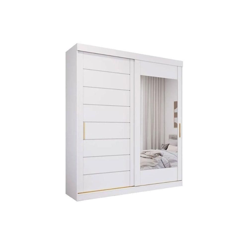 Guarda Roupas 2 Portas De Correr (1 C- Espelho) E 3 Gavetas Flora Branco - Panan