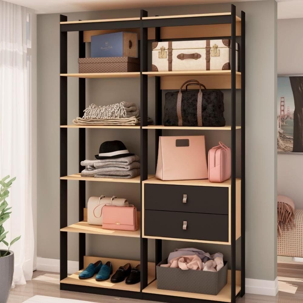 Guarda-roupas Genialflex Closet Mod 2 Gav Freijó Preto Fosco