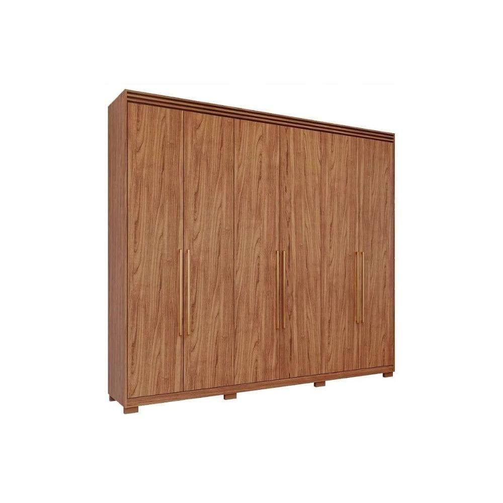 Guarda Roupa 6 Portas E 5 Gavetas C- 1 Espelho Interno Aurora Cinamomo - Panan