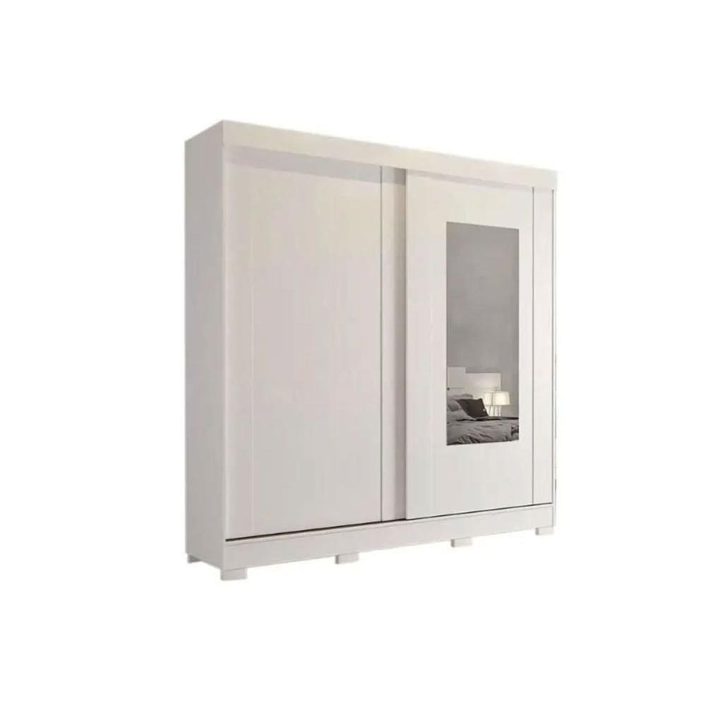Guarda Roupa 2 Portas De Correr (1 C- Espelho) E 8 Gavetas Ilheus Branco - Panan