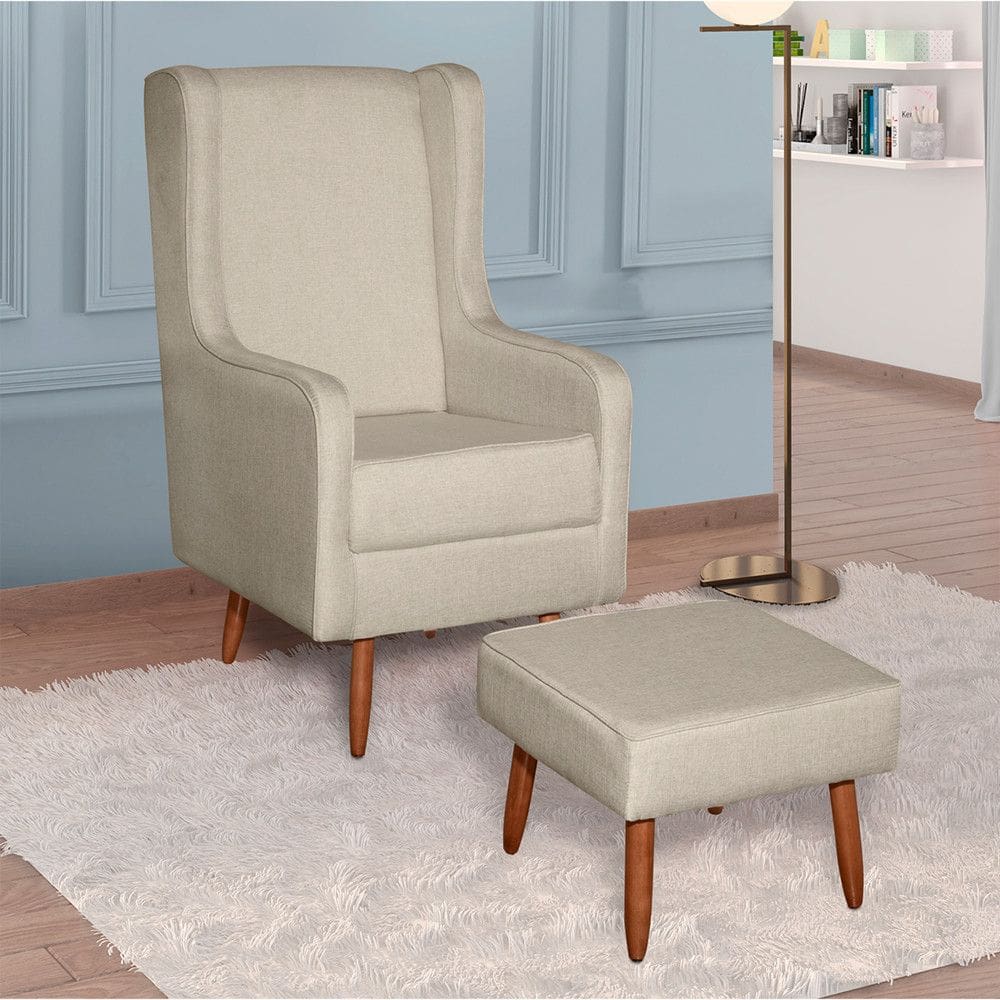 Poltrona Amamentacao Retro Pe Palito Com Puff Movellu Home