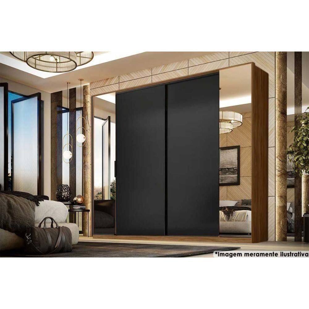 Guarda Roupa 4 Portas (2 De Correr E 2 De Giro C/ Espelho) E 4 Gavetas Laredo Flex Nogueira/nogueira Ou Preto - Demóbile