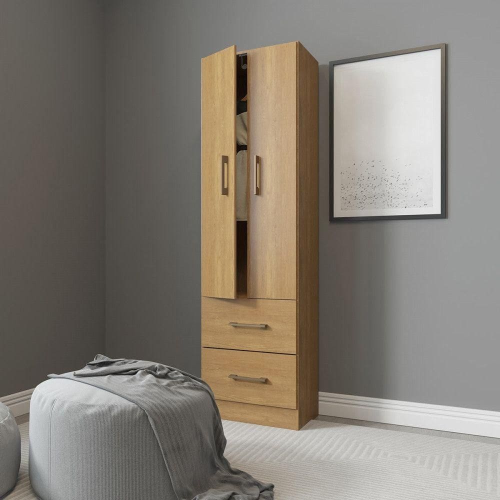 Armário Guarda Roupa Pequeno 47x172cm Mdp 8012 Menu Móveis Carvalho