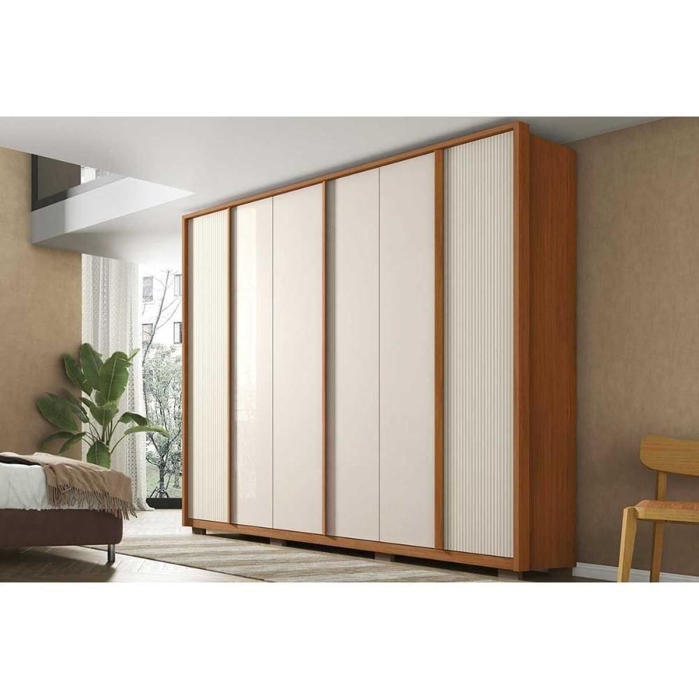 Guarda Roupa Casal 6 Portas E 4 Gavetas Cleo Freijo/off White Mr - Caemmun